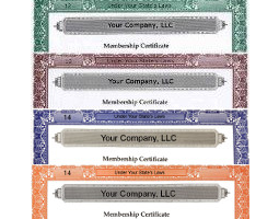 Our in-house LLC Membership Certificate design gives business owners new and old a simple, effective means of record-keeping. Customize online. Shipped from New York.