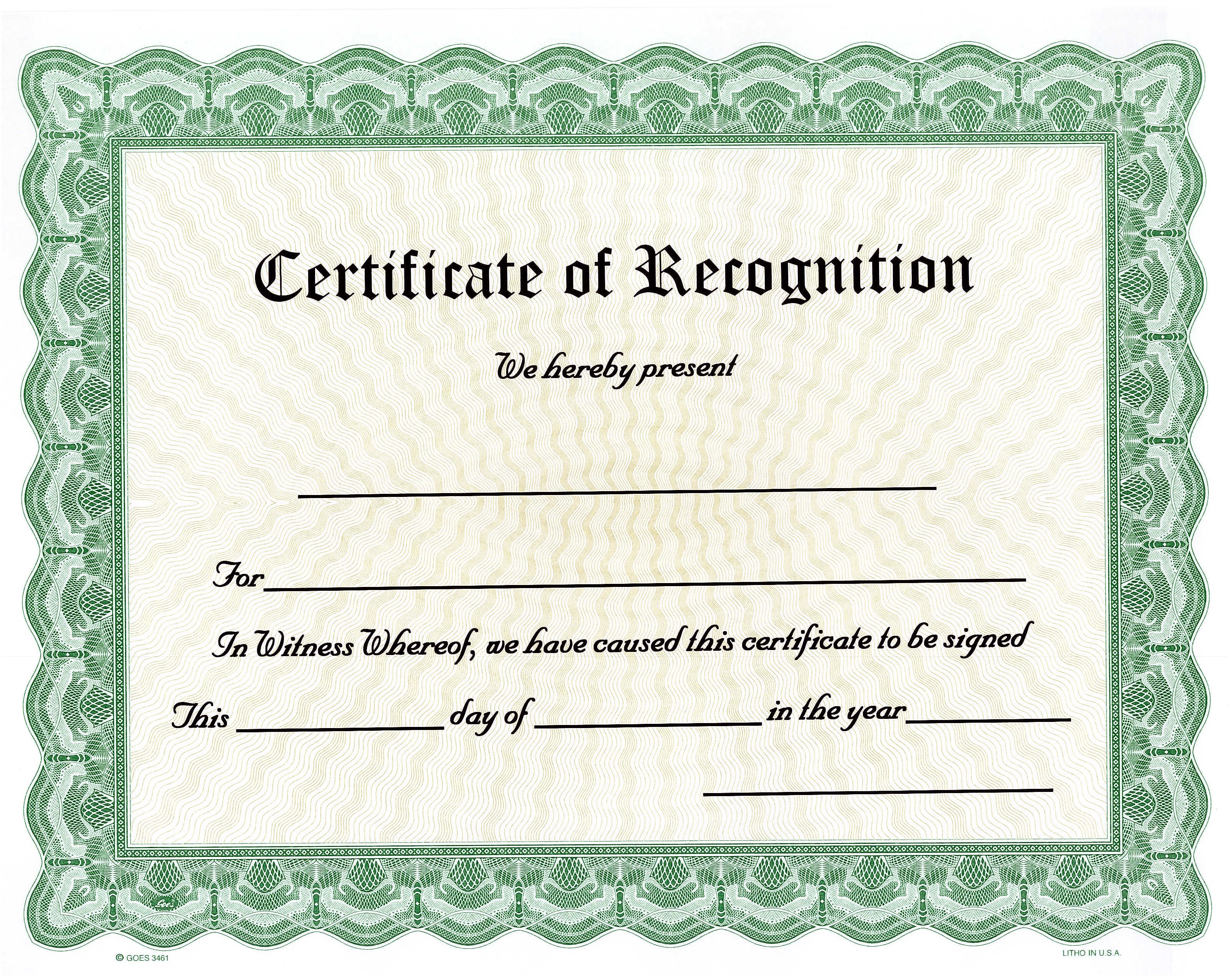 Need certificates to recognize an outstanding organization member? Bestow tangible rewards. Get beautiful, blank Goes templates shipped right away to fill out and distribute.