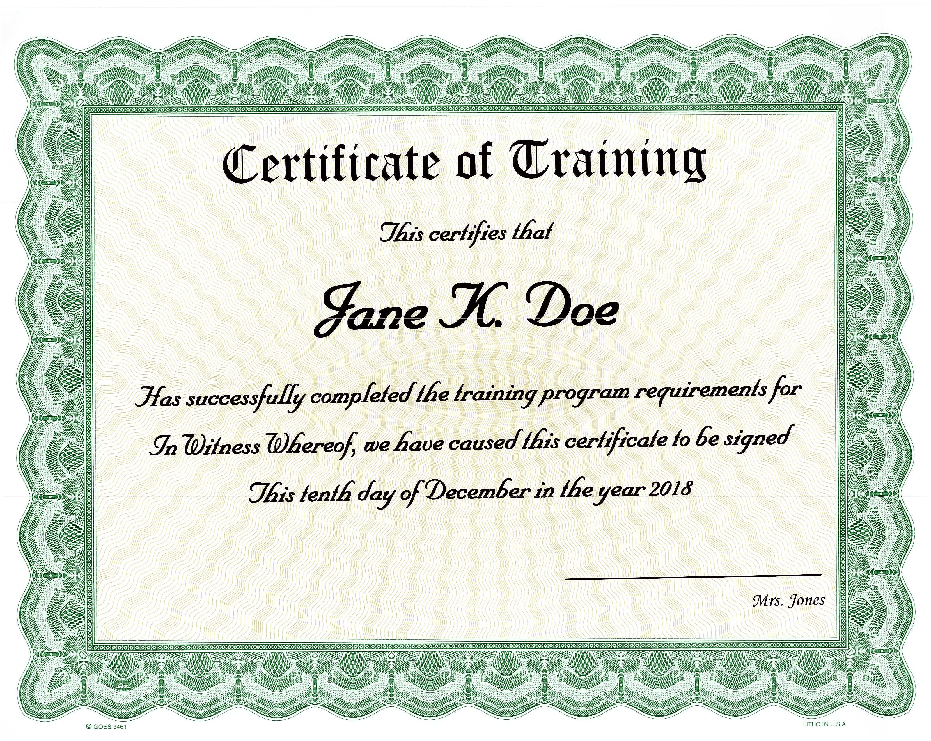 Need training certificates for a class, school, or seminar? Bestow a tangible reward. We'll custom print your unique award criteria onto beautiful, Goes templates and ship right away for distribution.