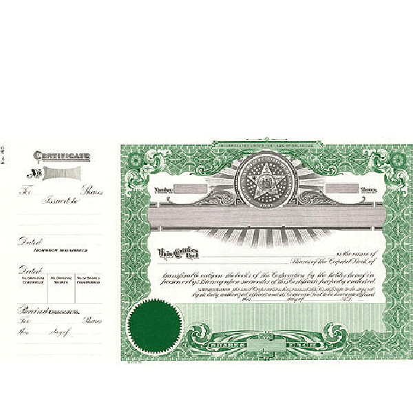 Formalize each shared record your Oklahoma corporation sells. Order blank Stock Certificates online. We print and ship templates. Fill out. Distribute. Beautiful lithographed paper objects. By Goes.