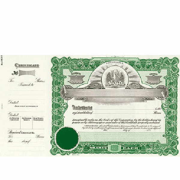 Incorporate in Louisiana? Formalize each shared record your company sells. Get custom Stock Certificates online. We'll print and ship. Distribute beautifully lithographed paper objects by Goes.