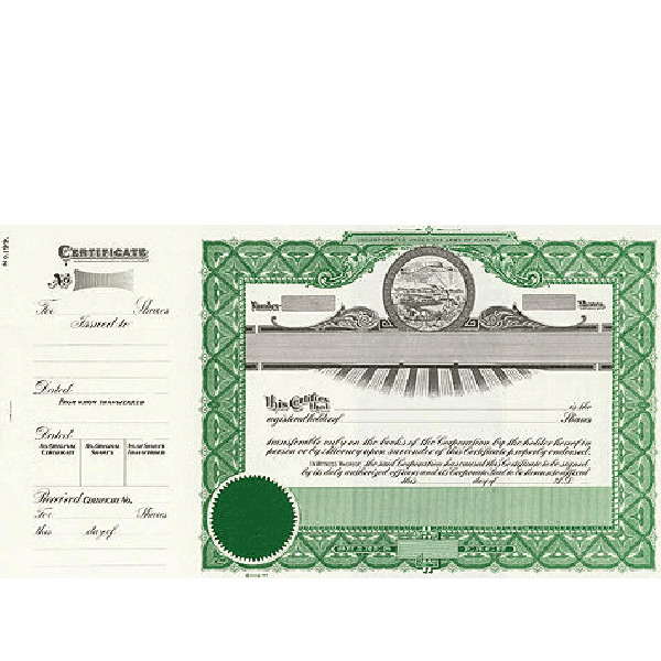 Incorporate in Kansas? Formalize each shared record your company sells. Order certificates online. We ship blank, paper templates for distribution. Beautifully lithographed, state specific series by Goes.