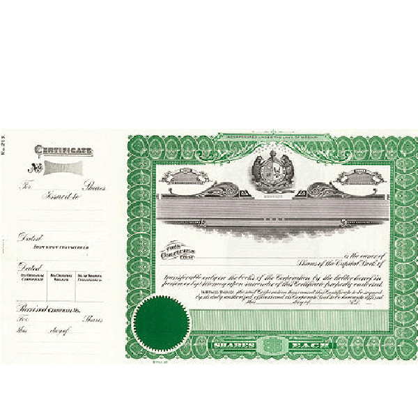 Incorporate in Missouri? Formalize each shared record your company sells. Get custom Stock Certificates online. We'll print and ship. Distribute beautifully lithographed paper objects by Goes.