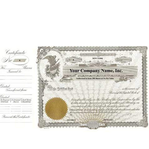 Need stock certificates with shares each & capital text? Our business service professionals will print your company's unique details onto long form, paper templates. Digital Gold Border.