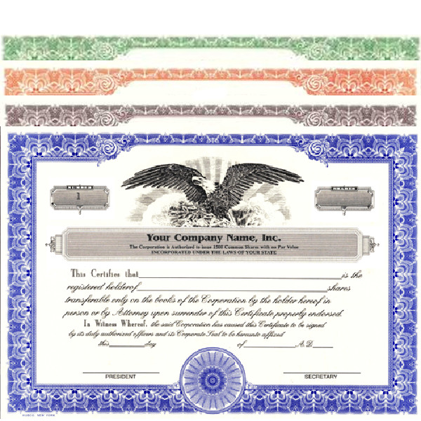 Record each share your company sells. Buy Stock Certificates online. We custom print and ship. Bears unique corporate info & standard wording. In-house HUBCO design.