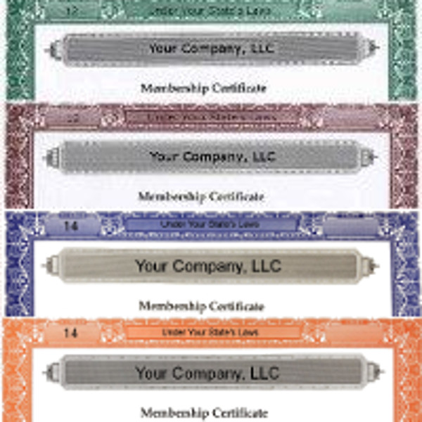 Our in-house LLC Membership Certificate design gives business owners new and old a simple, effective means of record-keeping. Customize online. Shipped from New York.